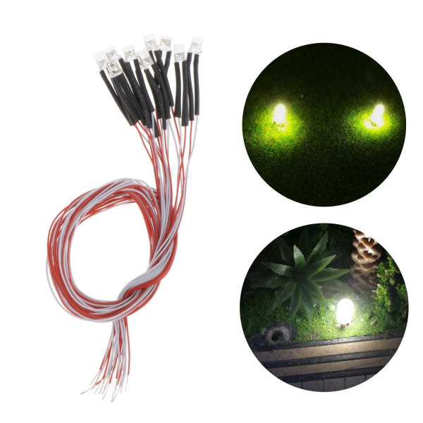 1/2/3/5 10 STK Förkopplade 3 mm LED-glödlampa emitterande dioder DC3V Green 30cm 1Set