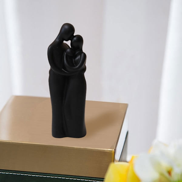 1/2 Resin Familj Par Statyett Skulptur Skrivbordsdekoration Family Black Medium 1Set