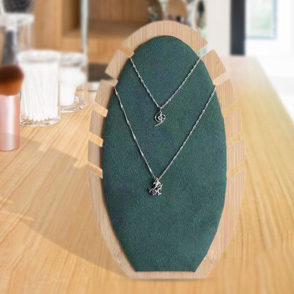 Trä Halsband Staffli Display Stand Hållare Halsband Staffli Display Green 16 x 27cm