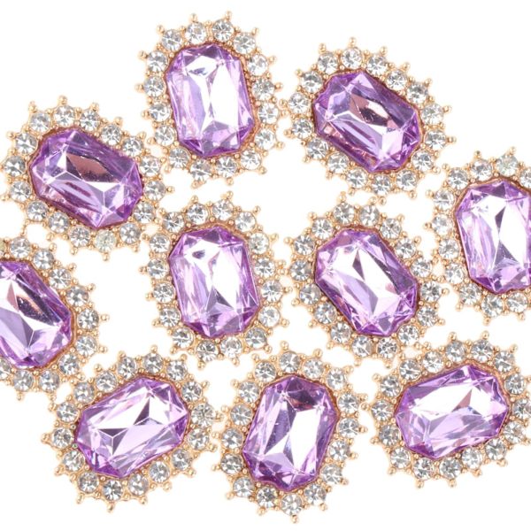 1/2/3/5 10 st Rhinestone Buttons Hantverk Dekoration för kläder Light Purple 2.1 x 1.7cm 1Set