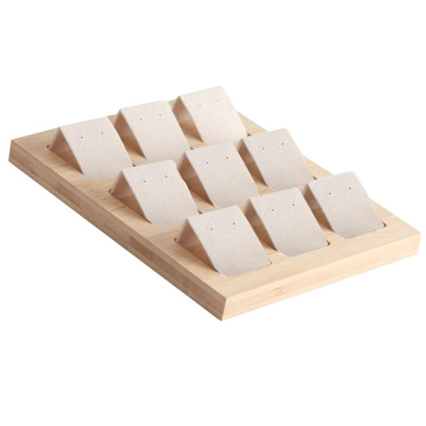 1/2/3 trä örhängeskorthållare med bricka för smycketillbehör 9 Pair Cream 1Set