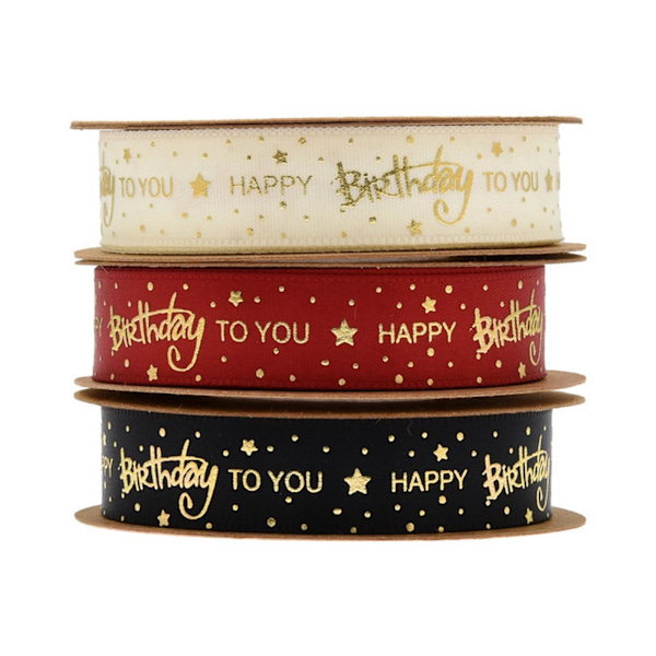 1/2/3/5 Grattis på födelsedagen band DIY presentförpackning för tårta box Red 10Yard 1.5cm 1Set