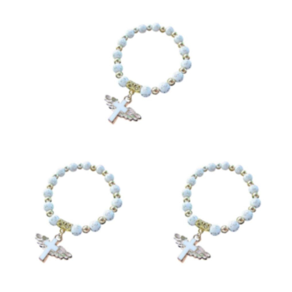 1/2/3/5 Angel Wing Cross Armband för 1:A nattvardsdedikation 3Set