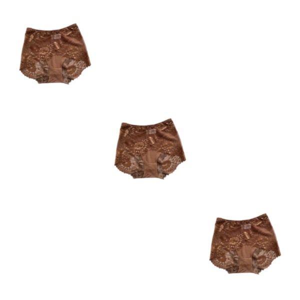 1/2/3/5 Summer Women Hollow Design Sexiga Underkläder Spets Mesh Coffee XL 3PCS