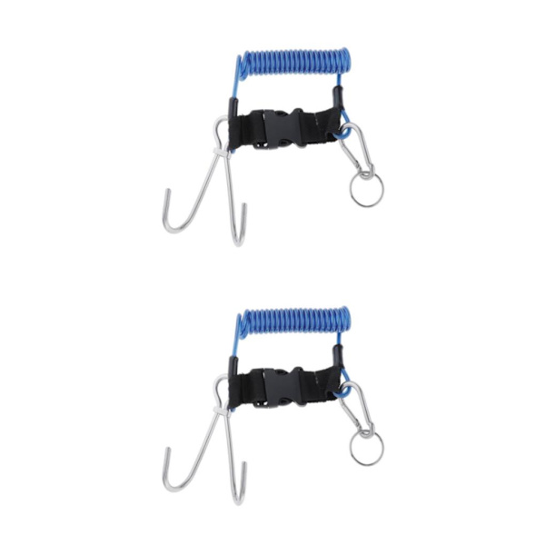 1/2 Dykning Rostfritt Stål Dual För Revkrokar Spirallindade Blue 1.7m 2Set