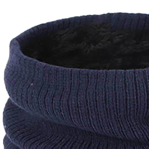1/2 Beanie Hat Scarf Handskar Set Varm mjuk bomull för skidcykling Navy 1Set