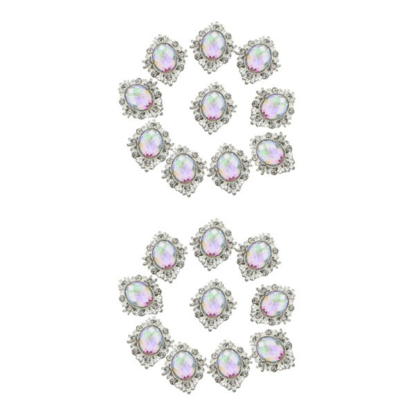 1/2 10 st Oval Flatback Akryl Kristall Rhinestone Button DIY 2Set