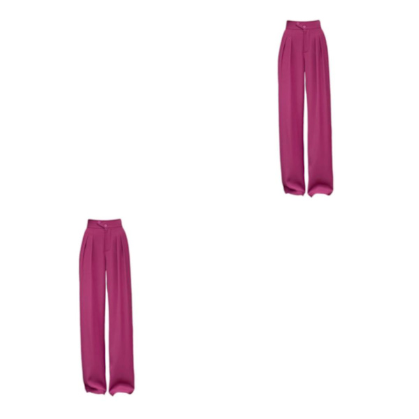 1/2/3/5 Womens Wide Leg Byxor Raka Ben Högmidjat kontor Red L 2Set