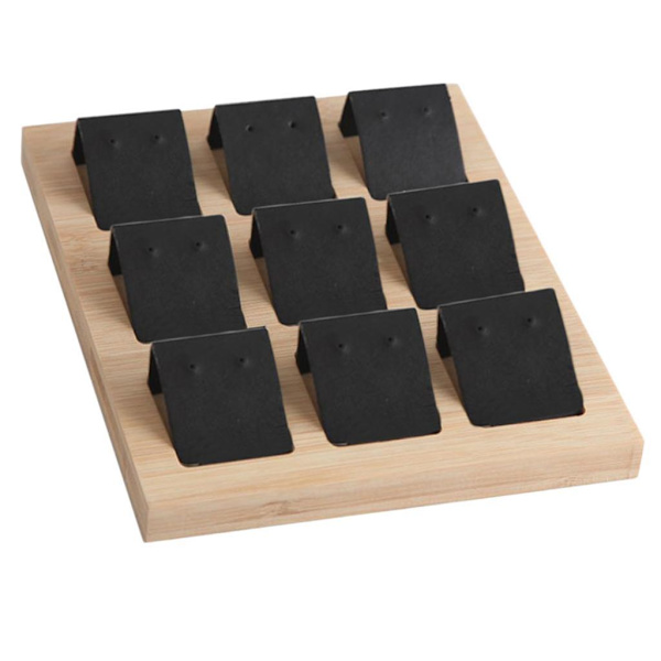 1/2/3 trä örhängeskorthållare med bricka för smycketillbehör 9 Pair Black 2Set