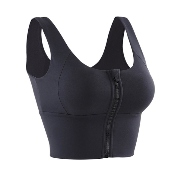 1/2/3 Womens Front Zip Sport BH För bekväma vadderade Shapewear Black L 1Set