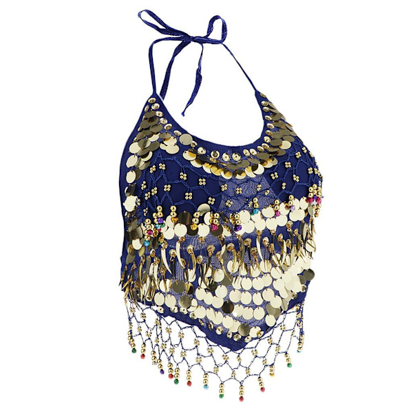 1/2/3 Magdanskostymer BH Halter Top Sequin Performance Royal Blue 1Set