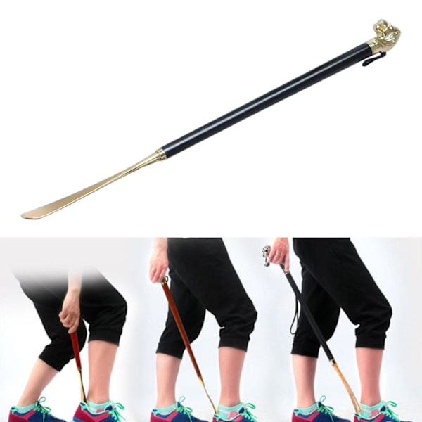 1/2/3 Wooden Shoe Horn Shoe Helper Tool Long Handle Shoehore 58cm Black Lion 1Set