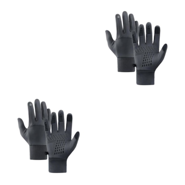 1/2/3 Men Winter Touch Screen Bekväm Full Finger för cykling Gray Large 2Set