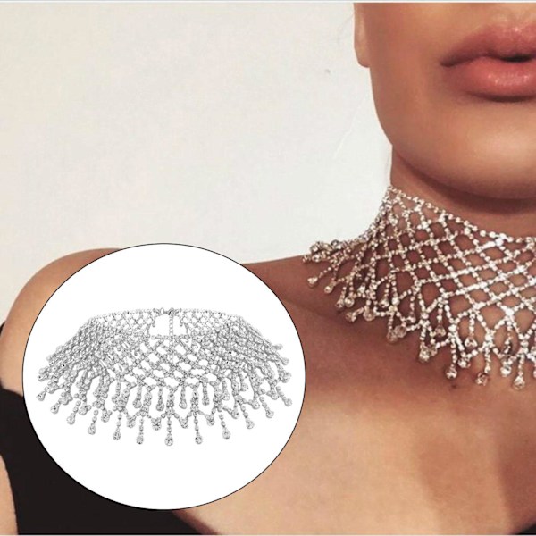 1/5 tofs halsband Choker modetillbehör hänge för fest Silver 25x6cm 1Set