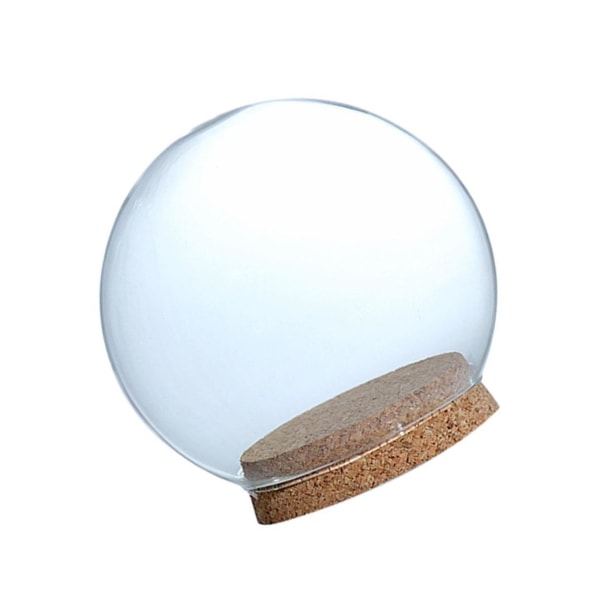 Glas Cloche Bell Jar Kupol Blomsterkonservering Vas med trä Clear Spherical A 8x12x10.5cm