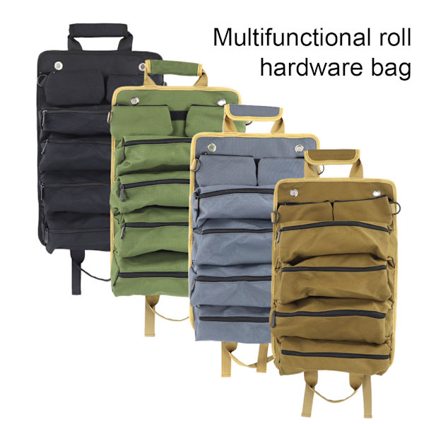 1/2 Heavy Duty Roll up Verktygsväska Med Multi-ficka - Slitstark Och khaki 1 Pc