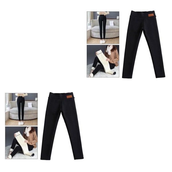 1/2/3/5 Dam Casual Fleece Fodrade Varma Leggings Thicken Pants Black XXL 2PCS