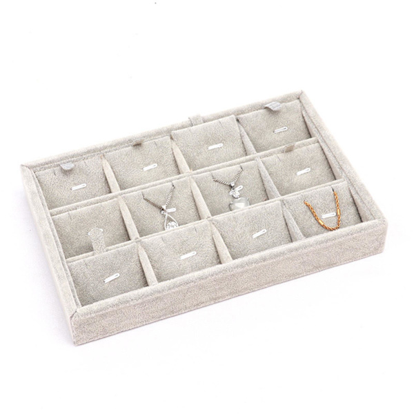 1/2/3/5 Stapelbar smyckesbricka Multipurpose Portable Velvet för Flannel White 12 Grids 1Set