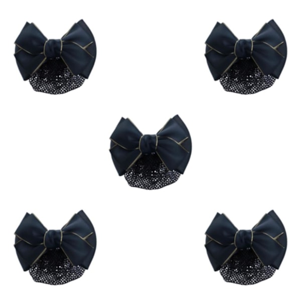 1/2/3/5 tyg lätt att bära Elastiska hårnät för moderiktiga Gold rim - black 5Set