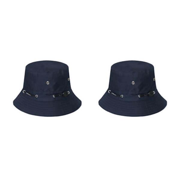 1/2/3/5 Bekväm och andningsbar fiskarehatt för sol navy blue 58cm 2PCS