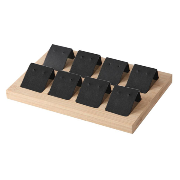 1/2/3 trä örhängeskorthållare med bricka för smycketillbehör 8 Pair Black 1Set