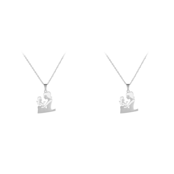 1/2/3/5 familje-tema halsband enfärgad pläterad Unfading män Type 10 Silver 2PCS