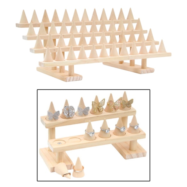 1/2 trä fingerring display för låda vigselring smycken 4 tiers 8.46x3.54x4.72 Inch 1Set