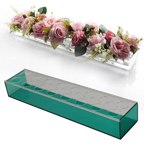 Rektangulär blomstervasprydnad för matbord inomhusväxter blue