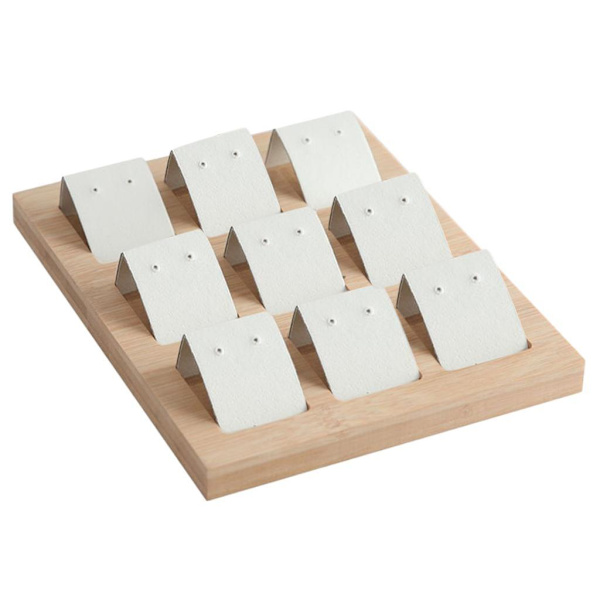 1/2/3 trä örhängeskorthållare med bricka för smycketillbehör 9 Pair White 2Set
