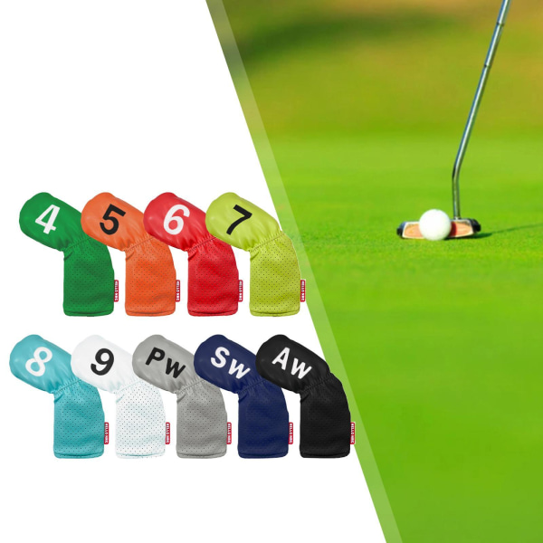 1/2/3 7 delar Universal För Golf Club Headcovers Slitstarkt huvud Colorful PU 9 Pcs 1Set