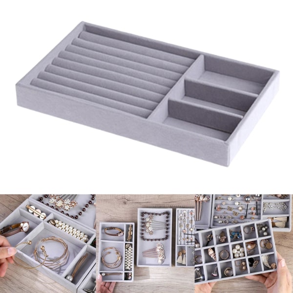 1/2/3/5 Stapelbar smyckesbricka Multipurpose Portable Velvet för 12 Grids Style A 1Set