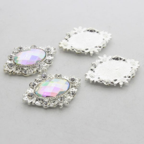 1/2 10 st Oval Flatback Akryl Kristall Rhinestone Button DIY 1Set