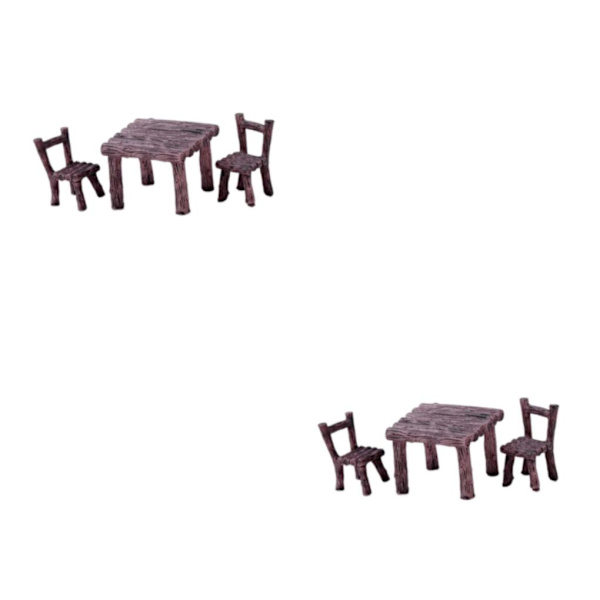 1/2/3 Bordsstolar Set Handmålad dekor för Micro Landscape Brown 2Set