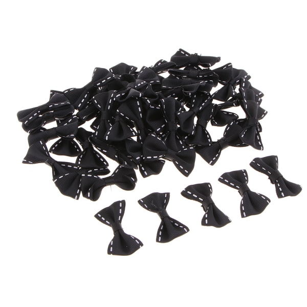 1/2/3/5 50 stycken söta satängrosettband Applikationsutsmyckningar Black 3.7×2cm 1Set