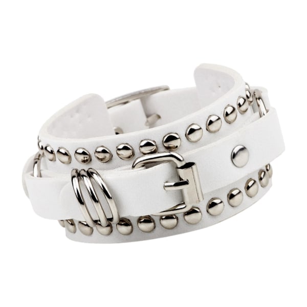 1/2/3/5 PU Läderarmband Justerbar Wrap Cuff Nit för White 24.5 x 3.2cm 5Set