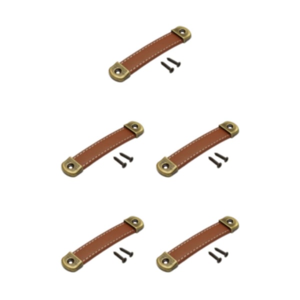 2/3/5 PU-läder Bagagehandtag Handtag Byt ut skåpdrag Khaki Brown 12.2x2.4x1.1cm 5Set