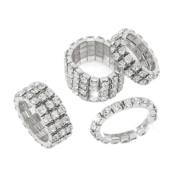 1/2/3/5 Stretch Crystal Ring Utsökt inläggning för Elegant golden 4 rows 1 Pc
