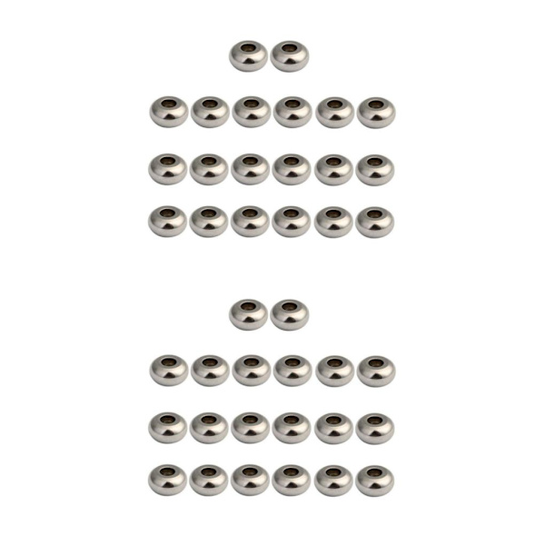 1/2/5 50 delar Silver Rostfritt Stål Runda Spacer Beads För 2Set