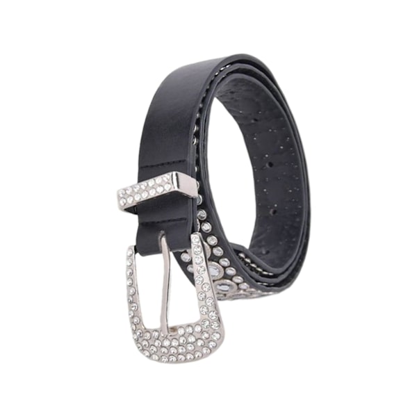 1/2/3/5 Rhinestones Bälte Mode PU Läder Kristallbälten Black 105cm 1Set