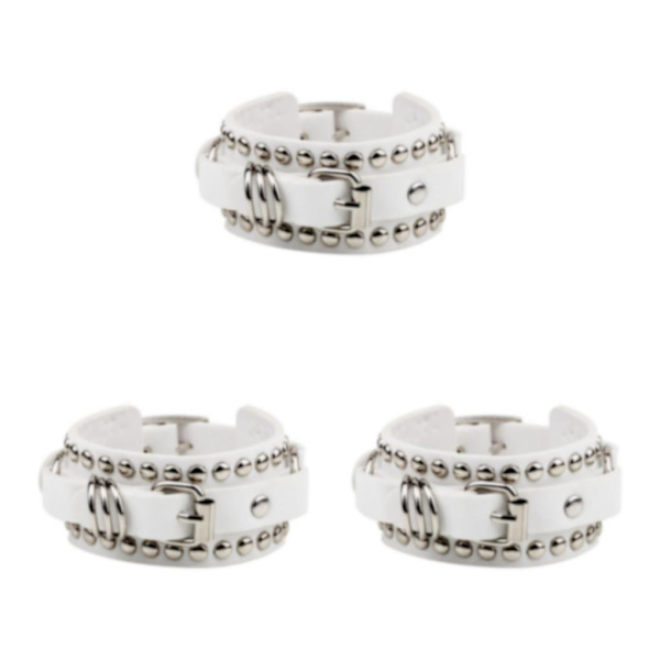 1/2/3/5 PU Läderarmband Justerbar Wrap Cuff Nit för White 24.5 x 3.2cm 3Set