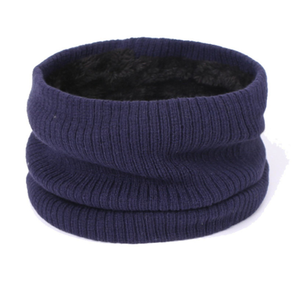 1/2 Beanie Hat Scarf Handskar Set Varm mjuk bomull för skidcykling Navy 1Set