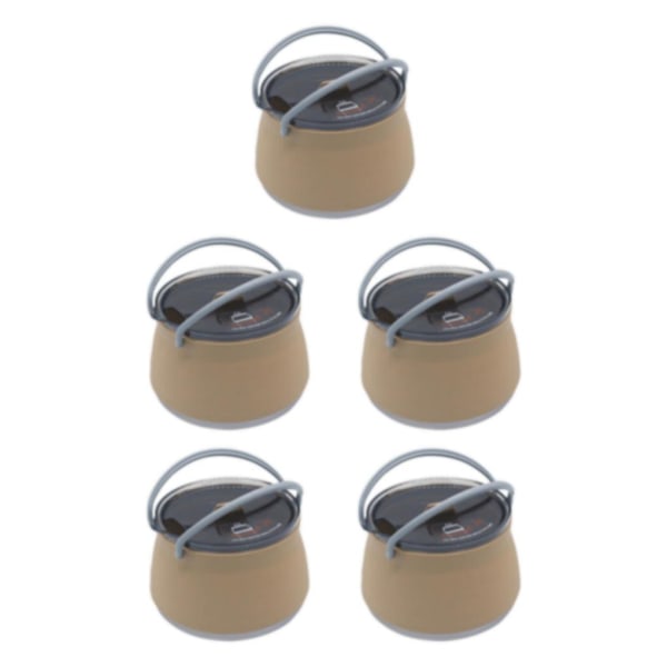 1/5 hopfällbar Camping Silikon Cook Pot Travel hopfällbar vattenkokare Khaki 5PCS
