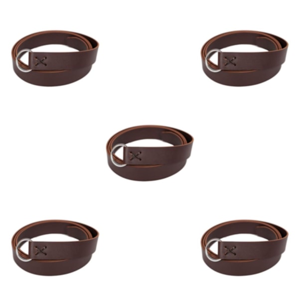 1/2/5 Läder Medieval För Viking Bälte Midjeband Fotorekvisita Coffee Length: 190cm 5Set