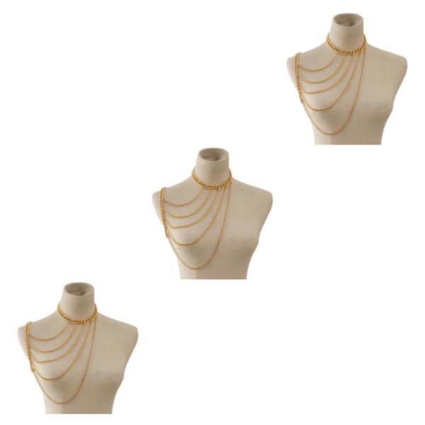 1/2/3/5 Body Chain Multi lager En Shoulder Smycken Tofsar Golden 3Set