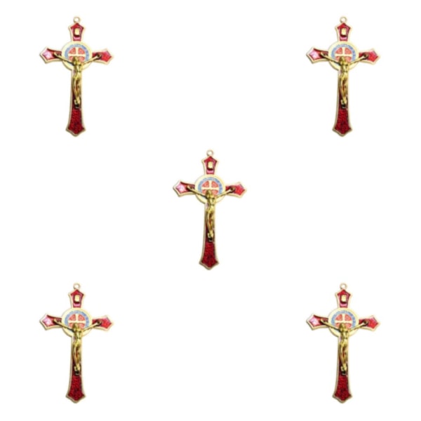 1/2/3/5 Zinklegering Väggkrucifix Cross Jesus Statue Staty Red 12x7cm 5Set