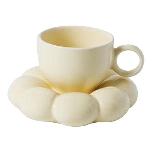 Keramisk kaffemugg och fat med handtag för hemmakontoret Pearl Color Mug Diameter: 9cm