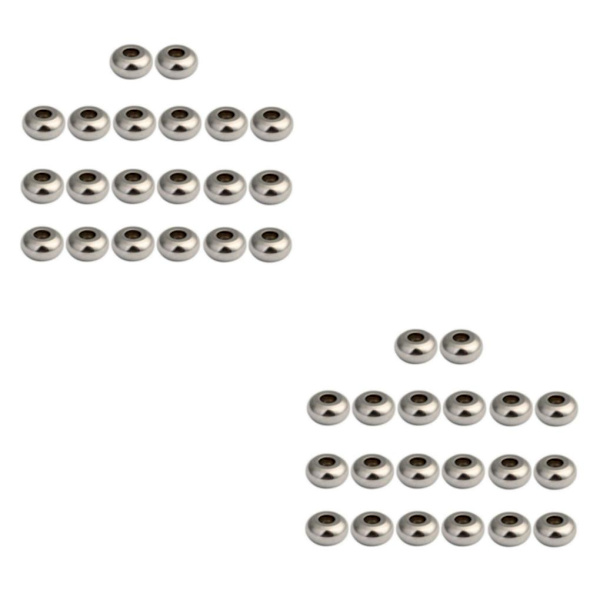 1/2/5 50 delar Silver Rostfritt Stål Runda Spacer Beads För 2Set