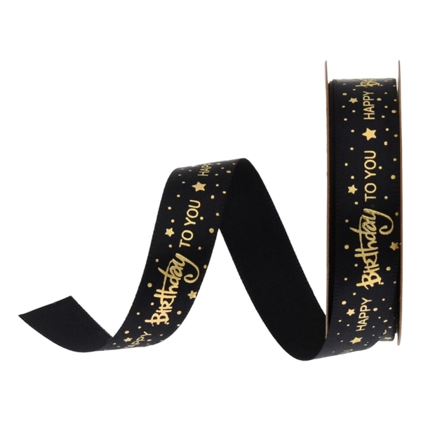 1/2/3/5 Grattis på födelsedagen band DIY presentförpackning för tårta box Black 20Yard 1.5cm 1Set