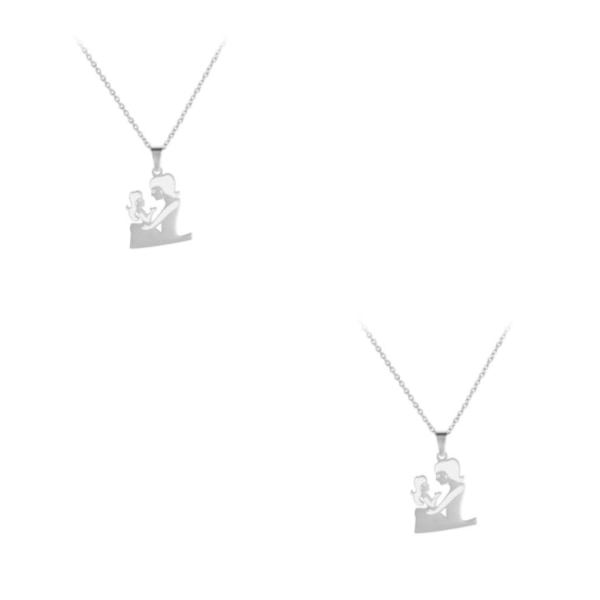 1/2/3/5 familje-tema halsband enfärgad pläterad Unfading män Type 10 Silver 2PCS