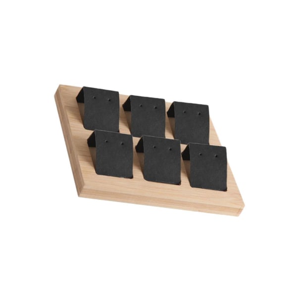 1/2/3 trä örhängeskorthållare med bricka för smycketillbehör 6 Pair Black 1Set